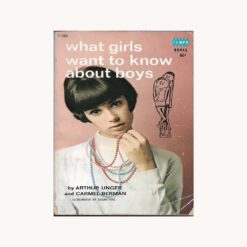 Book cover. What girls want to know about boys. Arthur Unger, Carmel Berman Publisher: Tempo