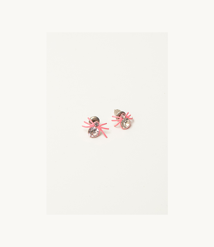 σκουλαρικια-ροζ αραχνούλα με διαμαντάκι