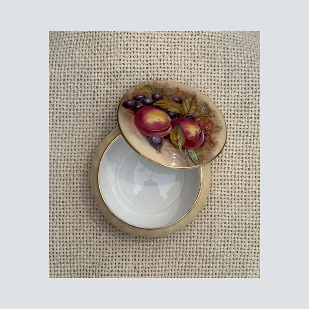 Vintage Μπιζουτιέρα Πορσελάνης Aynsley Orchard Gold αγγλική μπιζουτιέρα
