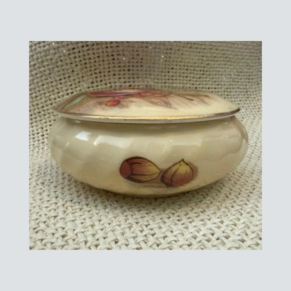 Vintage Μπιζουτιέρα Πορσελάνης Aynsley Orchard Gold αγγλική μπιζουτιέρα