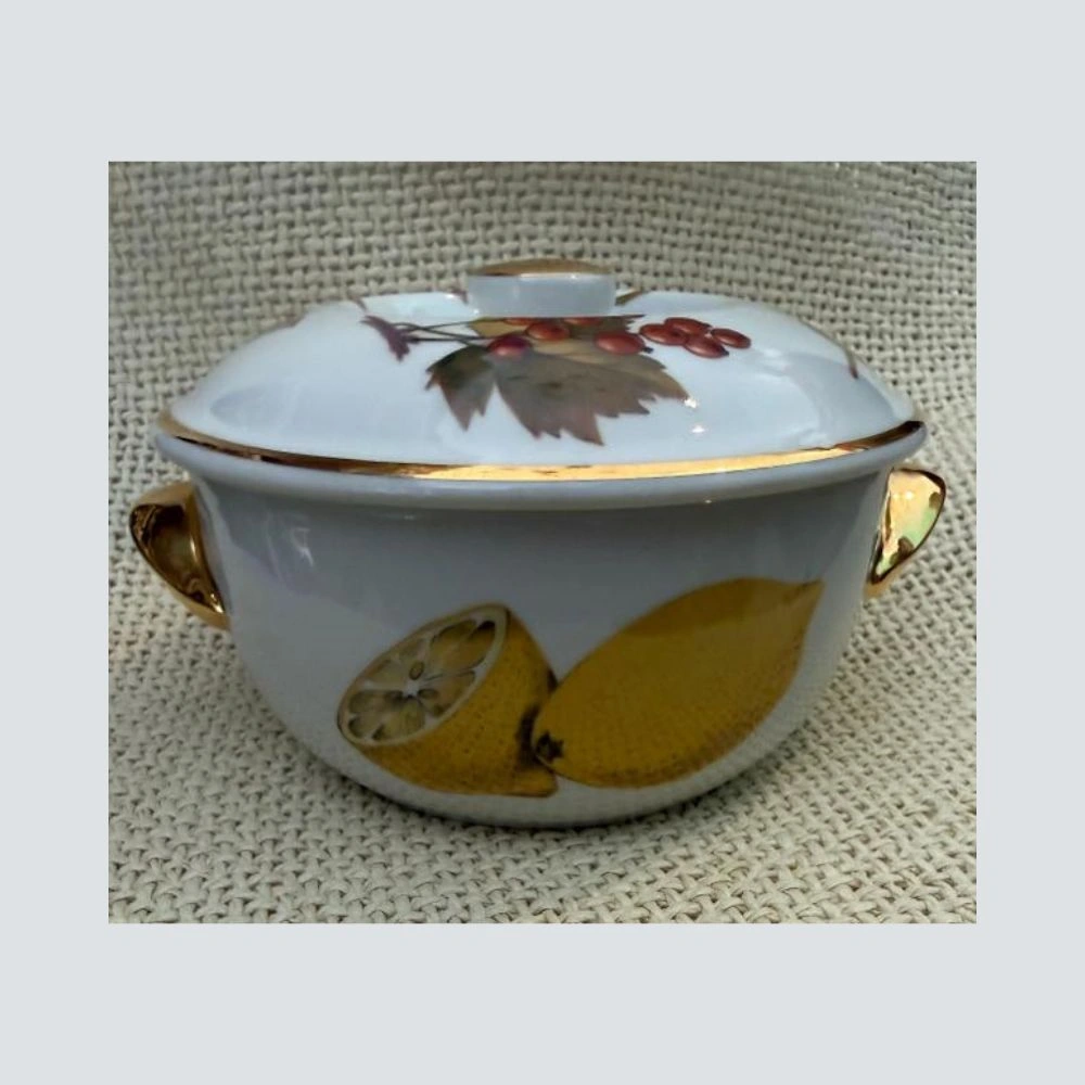 Vintage Μπολ Πορσελάνης Royal Worcester Evesham αγγλικό μπολάκι με καπάκι